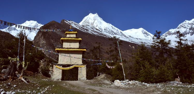 Mt. Manaslu (8163 m) view from Syalagaon.