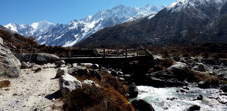 Langtang River & Langtang Himalayan Range. 