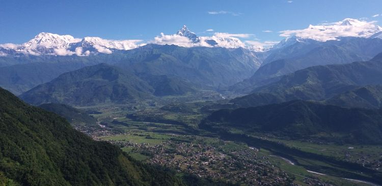 Annapurna Himalayan view from Sarangkot. 