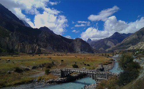 Un magnifique paysage de la vallée de Manang. 